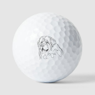 Handgezeichnete Neufundländer-Minimalismus-Linienk Golfball