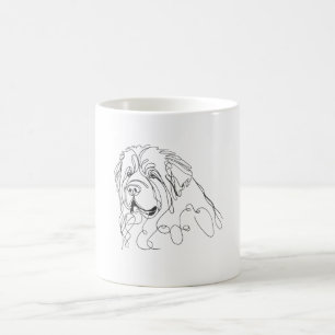 Handgezeichnete Neufundländer-Minimalismus-Linienk Kaffeetasse