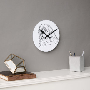 Handgezeichnete Neufundländer-Minimalismus-Linienk Runde Wanduhr