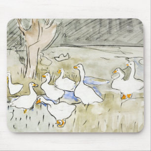 Handgezeichnete Niedliche Enten Fotos Weißente Kl Mousepad