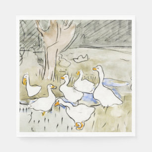 Handgezeichnete Niedliche Enten Fotos Weißente Kle Serviette