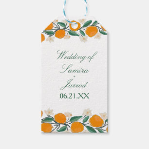 Handgezeichnete orange botanische abstrakte Hochze Geschenkanhänger