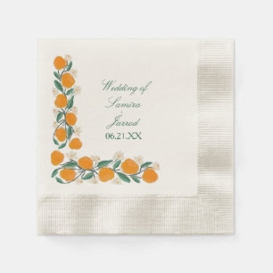Handgezeichnete orange botanische abstrakte Hochze Serviette
