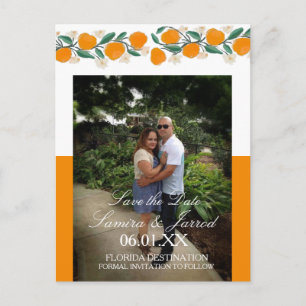 Handgezeichnete Orange Botanische Save-the-Date-Ka Postkarte