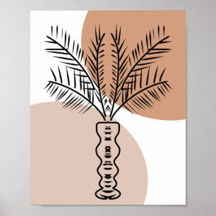 Handgezeichnete Palmenbaum-Linien-Kunstformen Poster