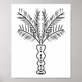 Handgezeichnete Palmenbaumlinie Schwarz-weiß Poster
