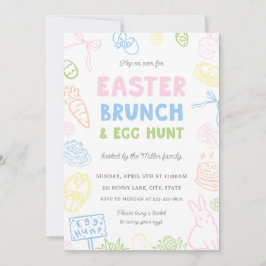 Handgezeichnete Pastell-Osterbrunch- und Ostereier