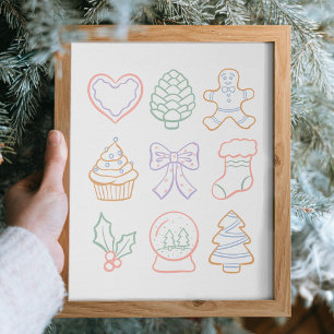 Handgezeichnete Pastell-Weihnachten Girly Coquette Poster
