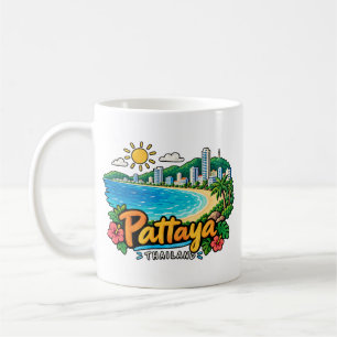 Handgezeichnete Pattaya Thailand Reise Kunst Landm Kaffeetasse