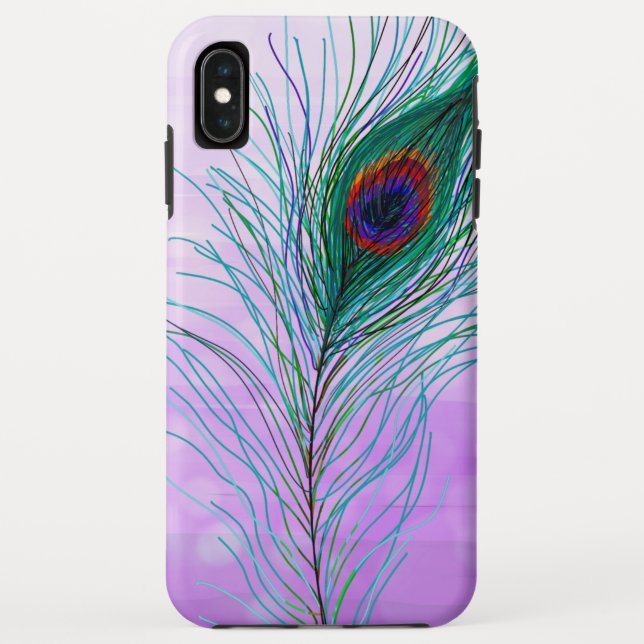 Handgezeichnete Peacock Feathers Case-Mate iPhone Hülle (Rückseite)
