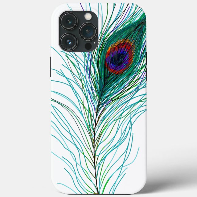 Handgezeichnete Peacock Feathers Case-Mate iPhone Hülle (Rückseite)