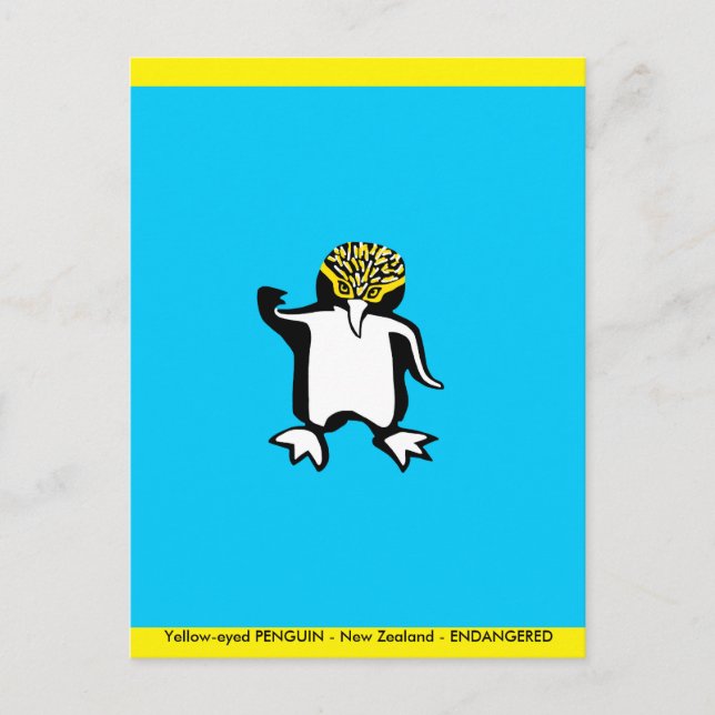 Handgezeichnete PENGUIN - gefährdetes Tier - blau Postkarte (Vorderseite)