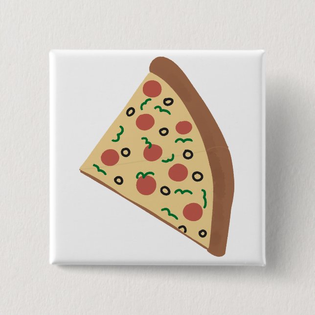 Handgezeichnete Pepperoni-Pizza-Scheibe Button (Vorderseite)
