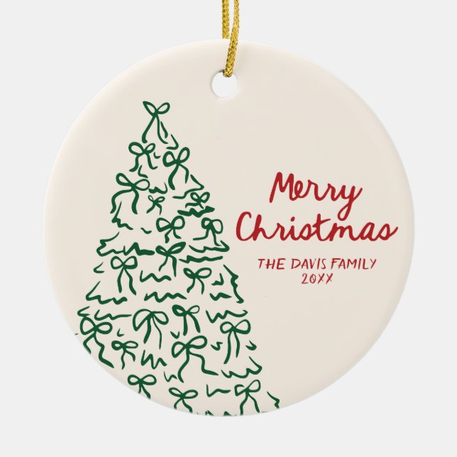 Handgezeichnete Personalisiert frohe Weihnachtssch Keramik Ornament (Vorne)