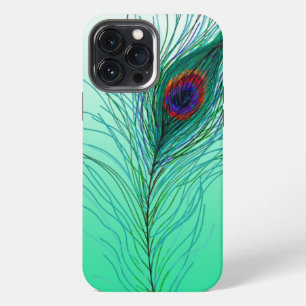 Handgezeichnete Pfauenfedern iPhone 13 Pro Max Hülle