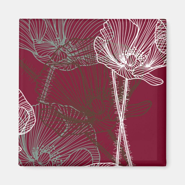 Handgezeichnete Pflaumen auf Rot Magnet (Vorne)