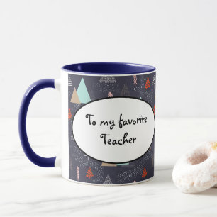 Handgezeichnete Pinienbäume im Schnee bei Nacht Tasse