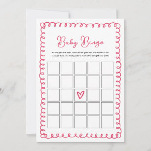 Handgezeichnete Pink Baby Shower Baby Bingo Spielk Einladung