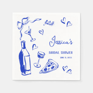 Handgezeichnete Pizza Vino Das ist ein weiteres Br Serviette