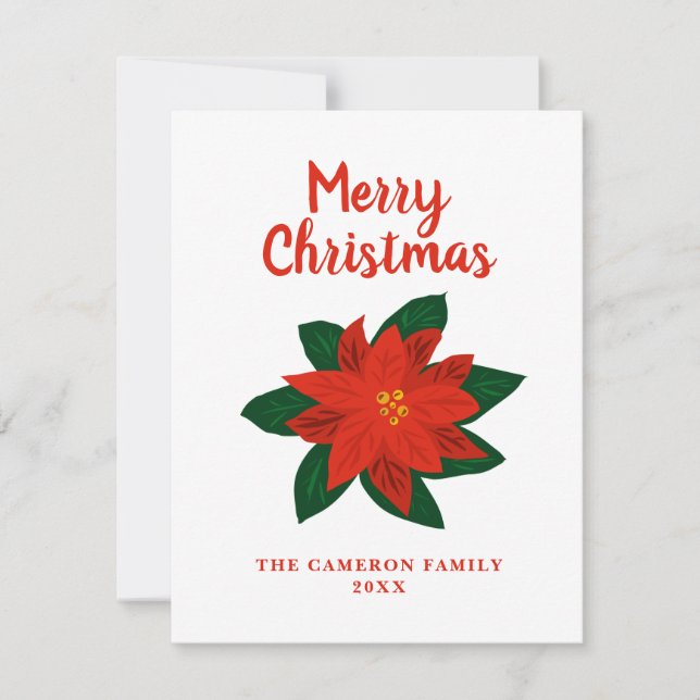 Handgezeichnete Poinsettia Blume Frohe Weihnachten (Vorderseite)