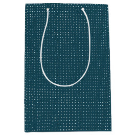 Handgezeichnete Punkte auf dunklem Aquamarin Mittlere Geschenktüte