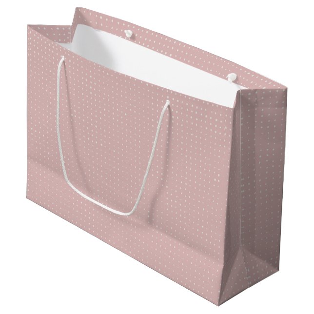Handgezeichnete Punkte auf Dusty-Rose Große Geschenktüte (Vorderseite Schrägansicht)
