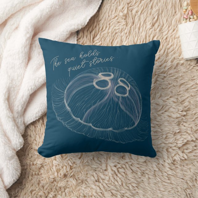 Handgezeichnete Quallen Art Throw Kissen (Decke)