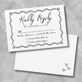 Handgezeichnete Quirky Whimsical Wedding RSVP Karte