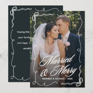 Handgezeichnete Rahmen mit Schleife für Hochzeitsp Feiertagskarte