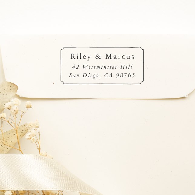 Handgezeichnete Rahmen- und Paarungsnamen Rücksend Permastempel (Rubber Stamp Mock-up)