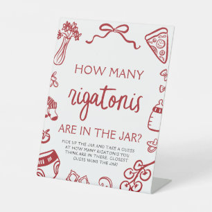 Handgezeichnete „Rate wie viele Rigatonis“ Baby Sh Sockelschild