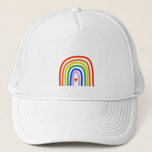 Handgezeichnete Regenbogen Primärfarben Weißes Her Truckerkappe