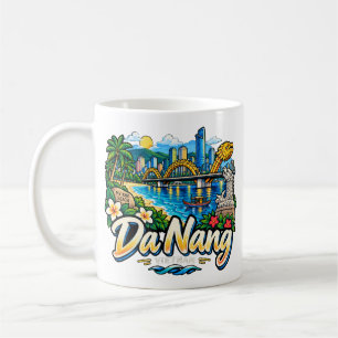 Handgezeichnete Reise-Kunst Landmarke Da Nang Viet Kaffeetasse