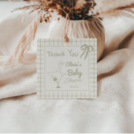 Handgezeichnete Retro-Alberne Gänse-Babydusche Geschenkanhänger