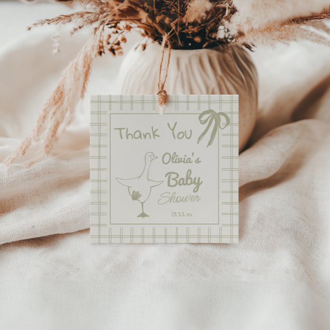 Handgezeichnete Retro-Alberne Gänse-Babydusche Geschenkanhänger (Von Creator hochgeladen)