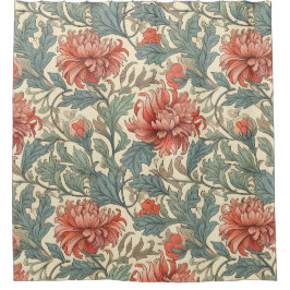 Handgezeichnete Retro-Blume Rosa Muster Duschvorhang