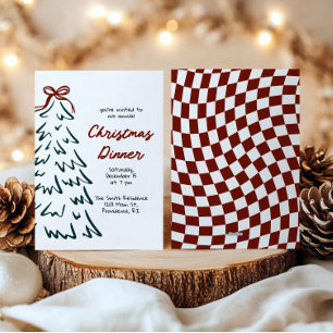 Handgezeichnete Retro-Weihnachtsfeier-Einladung Feiertagskarte