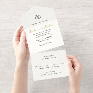 Handgezeichnete Ringe Doodle Moderne Hochzeit All-in-One-Einladung