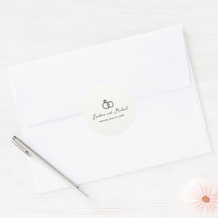 Handgezeichnete Ringe Doodle Moderne Hochzeit Runder Aufkleber