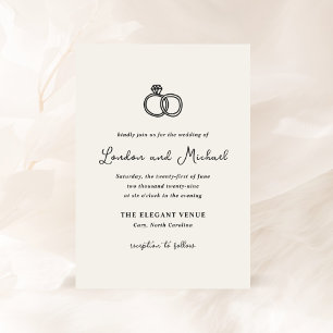 Handgezeichnete Rings Doodle Moderne Hochzeit Einladung