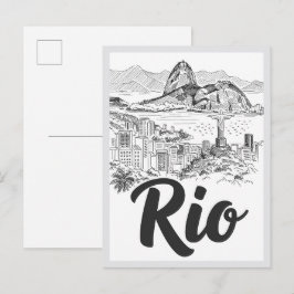 Handgezeichnete Rio de Janeiro Brasilien Szene Wah Postkarte