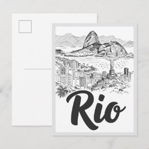 Handgezeichnete Rio de Janeiro Brasilien Szene Wah Postkarte