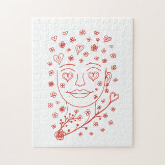 Handgezeichnete romantische Linienkunst Gesicht mi