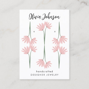 Handgezeichnete Rosa Bläserschmuck-Ohrring-Anzeige Visitenkarte