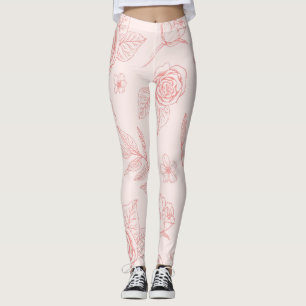 handgezeichnete rosa Blume Leggings