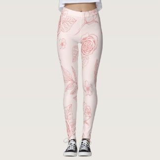 handgezeichnete rosa Blume Leggings