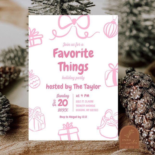 Handgezeichnete rosa Favoritenthemen tauschen Part Einladung (Von Creator hochgeladen)