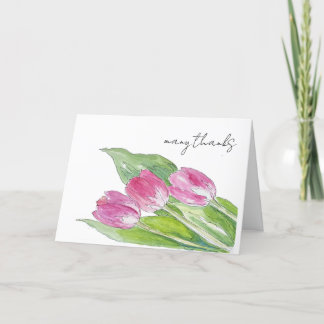 Handgezeichnete Rosa-Frühlingskizze Dankeskarte