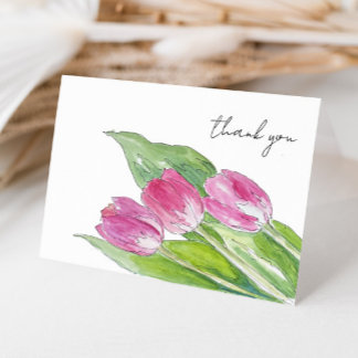 Handgezeichnete Rosa-Frühlingskizze Dankeskarte