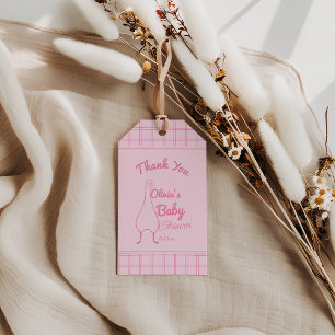 Handgezeichnete Rosa Gänse Kindermädchen Dusche Geschenkanhänger